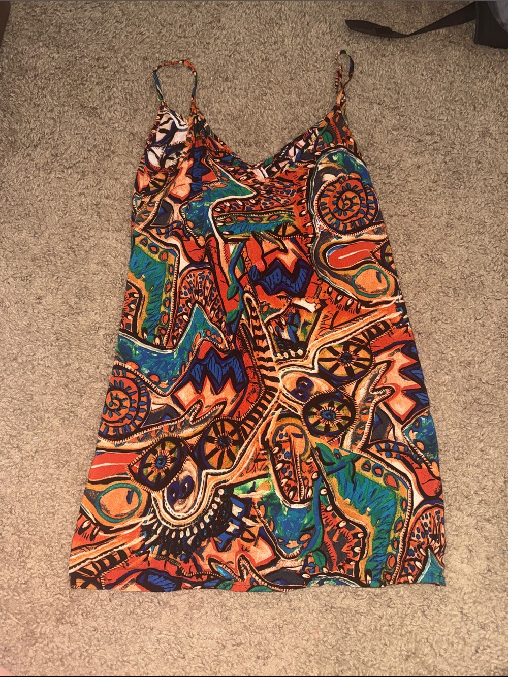 SHEIN Orange Multi Print Mini Dress